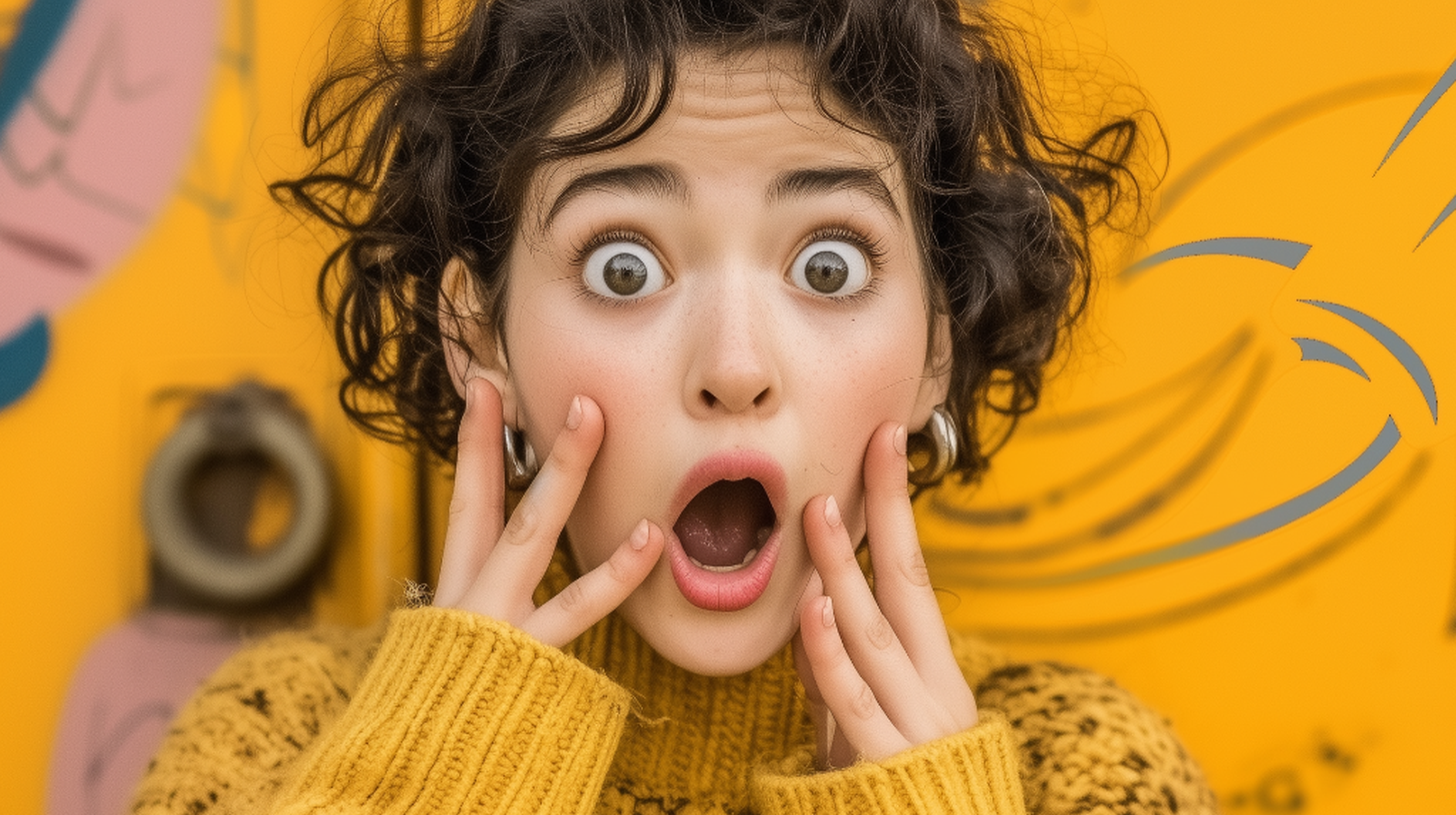 Surprised creator reacting to her viral video