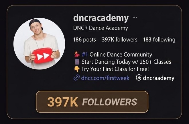 dncracademy Instagram profile before: 397K followers