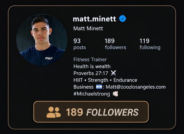 matt.minett Instagram profile before: 189 followers