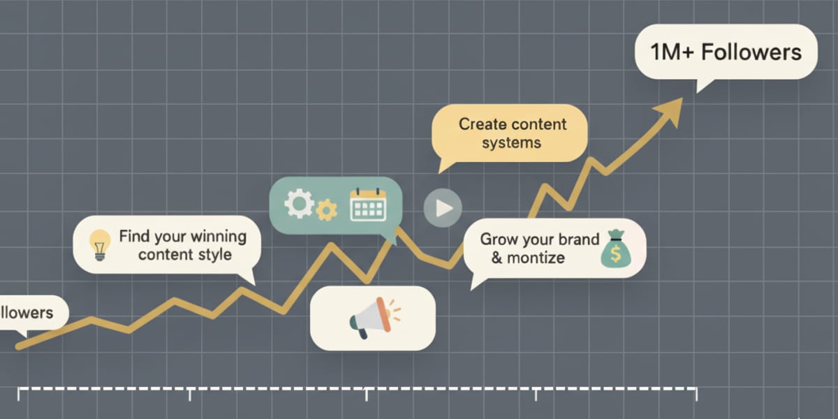 Creator growth graph from 0 followers to 1M+ followers
